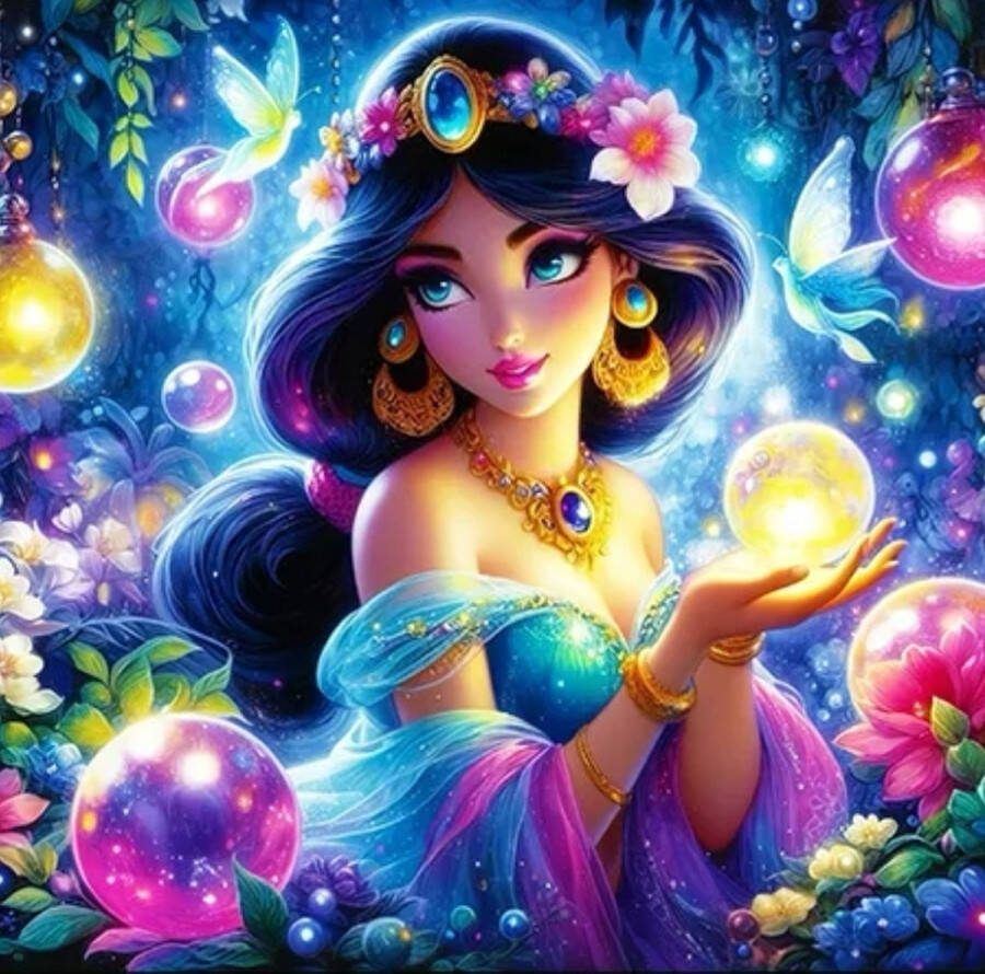Diamond painting Disney Yasmine 50x50 ronde steentjes