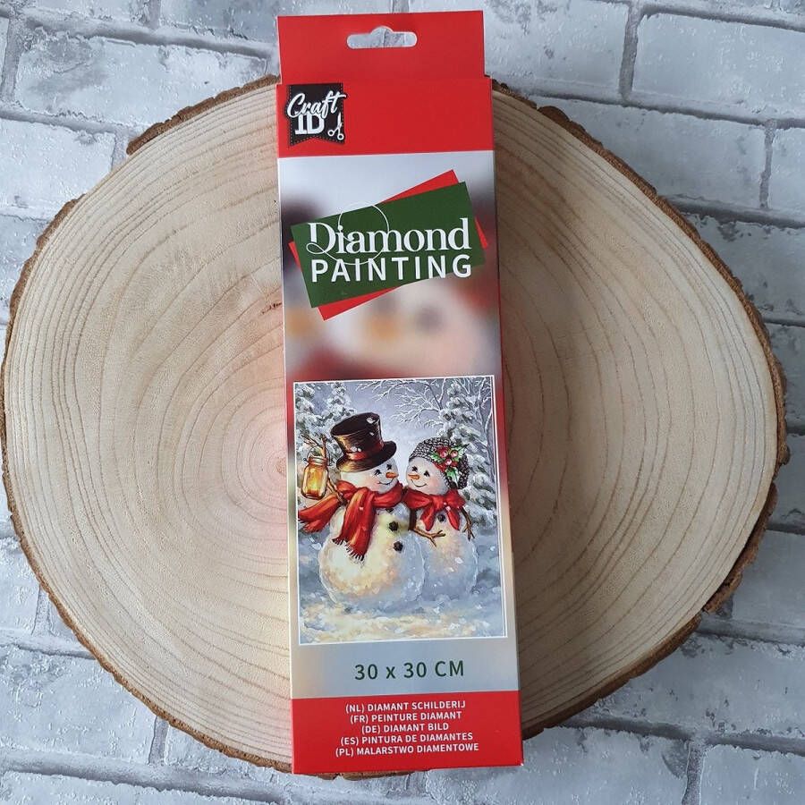 Diamond painting DIY 30 x 30 cm sneeuwpoppen ronde steentjes