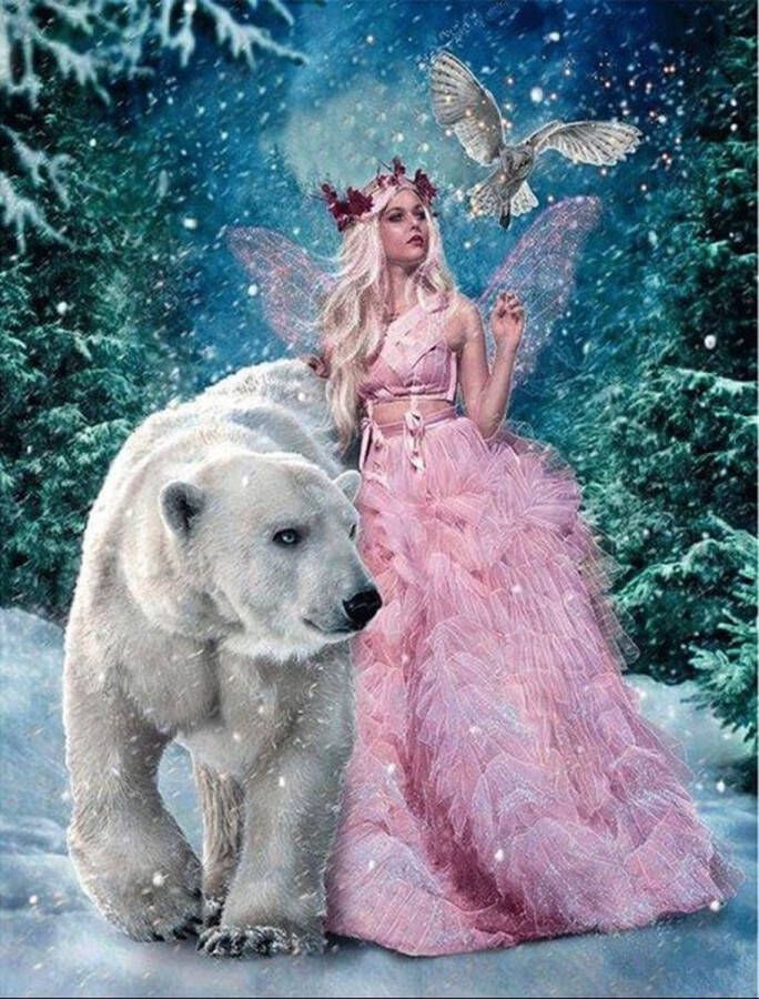 Diamond Painting Elfen IJsbeer (XL Afmeting 50x65cm) Diamant Schilderen Hobby Elfen IJsbeer Pixelen Pixelpakket DiamondPaintings Diamond Painting Pakket