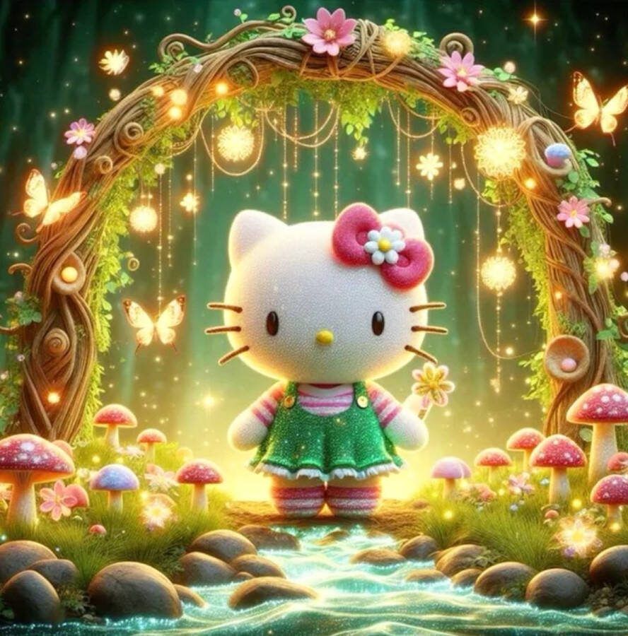 Diamond painting Hello Kitty 50x50 ronde steentjes
