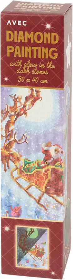 Diamond Painting Kerst 30x40cm kerstman slee- Kerst Kerstcadeau Diamond Painting Volwassenen Diamond Painting Kinderen Diamond Painting Pakket Volledig Vierkante steentjes- glitter steenjes glow in de dark