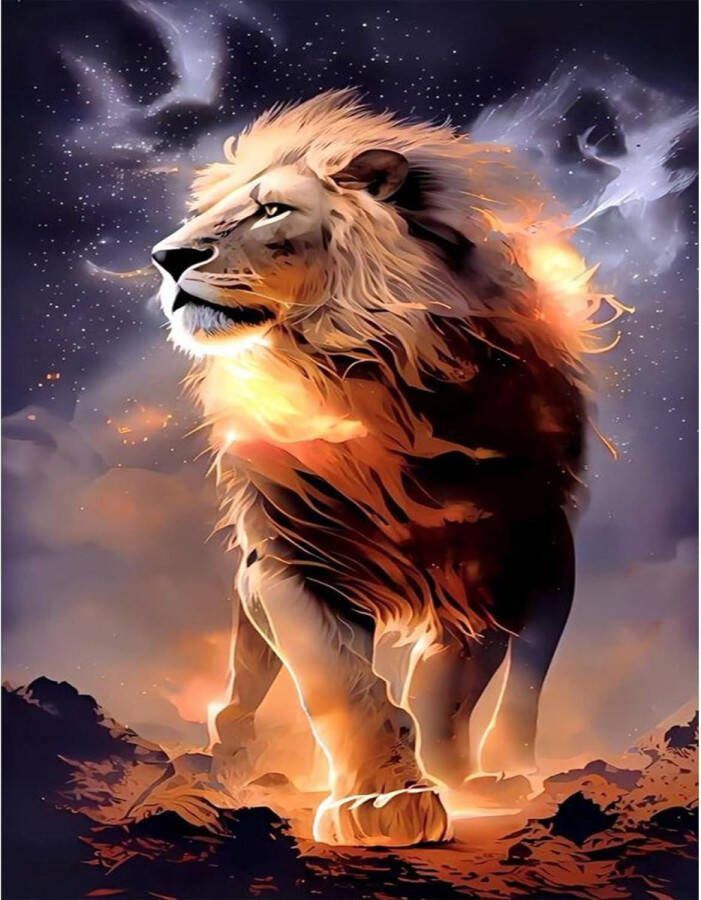 Diamond Painting Kit Leeuw 5D Dieren Afbeeldingen Schilderset voor Thuisdecoratie Volwassenen en Kinderen 30 x ... Diamond painting
