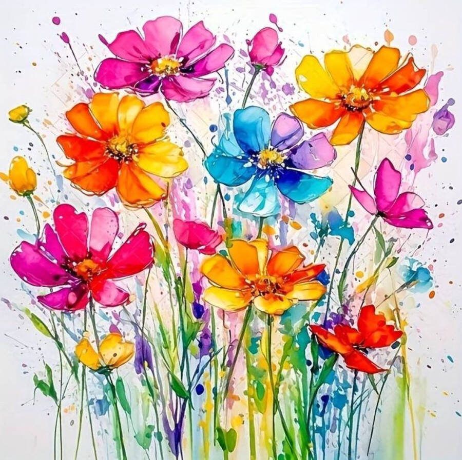 Diamond Painting kleurrijke bloemen 20x20cm hobbypakket