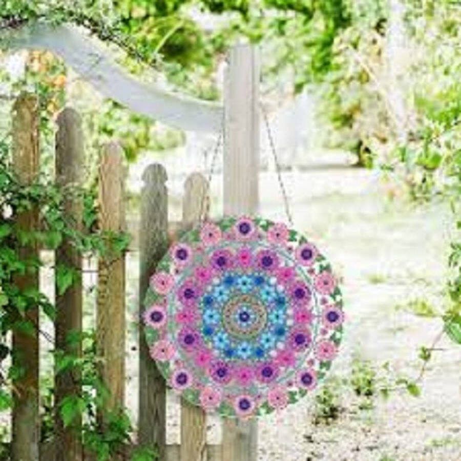 Diamond painting krans Wall hanging met extra sleutelhanger Bloem madoline