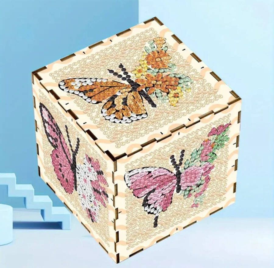 Diamond painting kubus vlinders dobbelsteen standaard