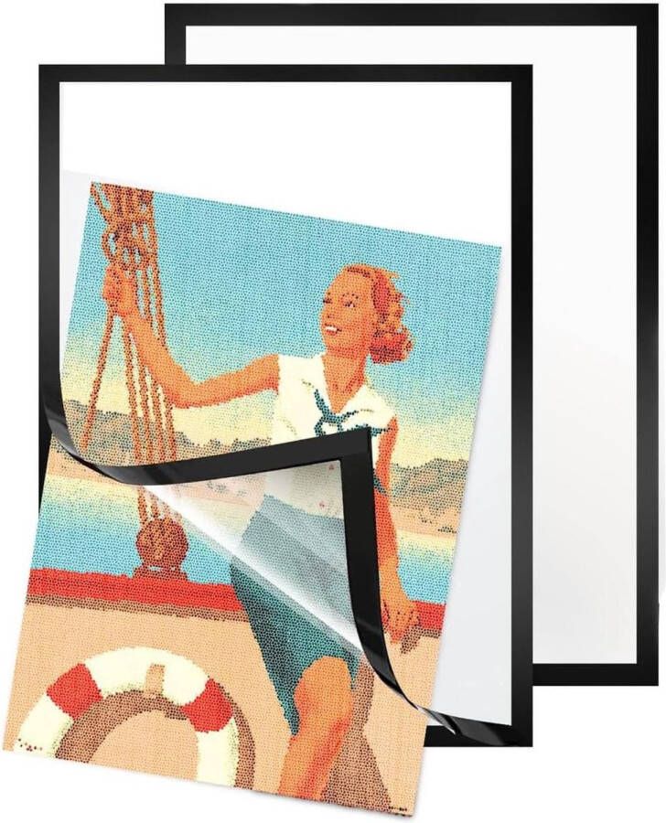 Diamond painting lijsten duurzame infolijst zelfklevende magnetische fotolijst magneetsluiting infotas bladhouder huisdecoratie bedrijfsdecoratie zwart 30 x 40 cm Diamond painting lijst
