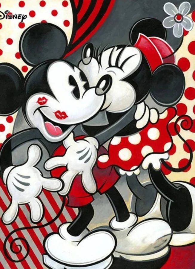 Diamond painting Mickey en Minnie 50x70 ronde steentjes