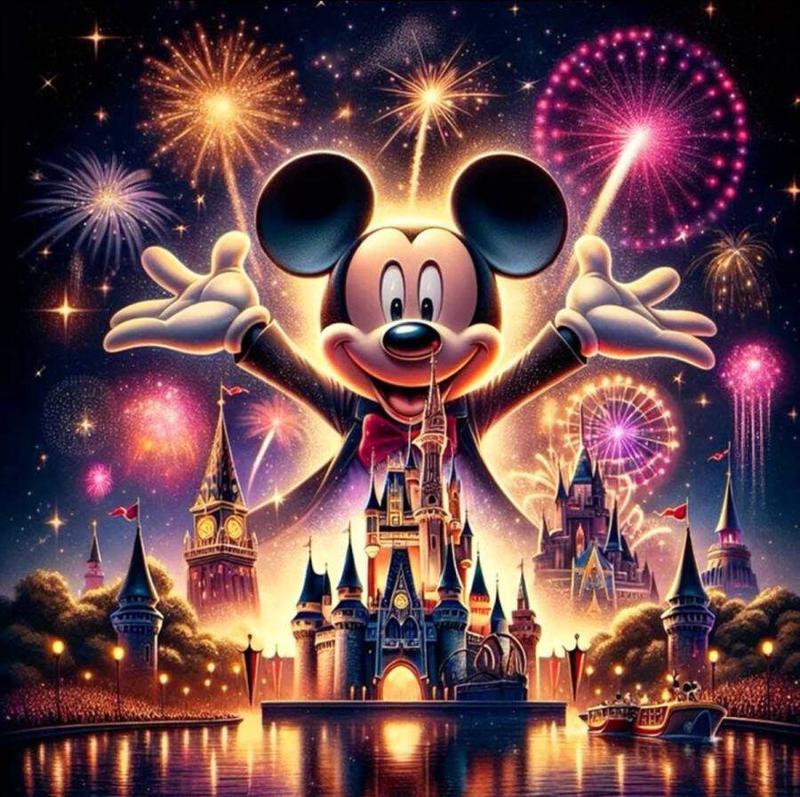 Diamond painting Mickey Mouse 50x50 ronde steentjes
