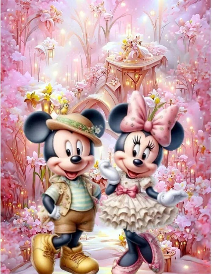 Diamond painting Minnie & Mickey Mouse 50x50 ronde steentjes