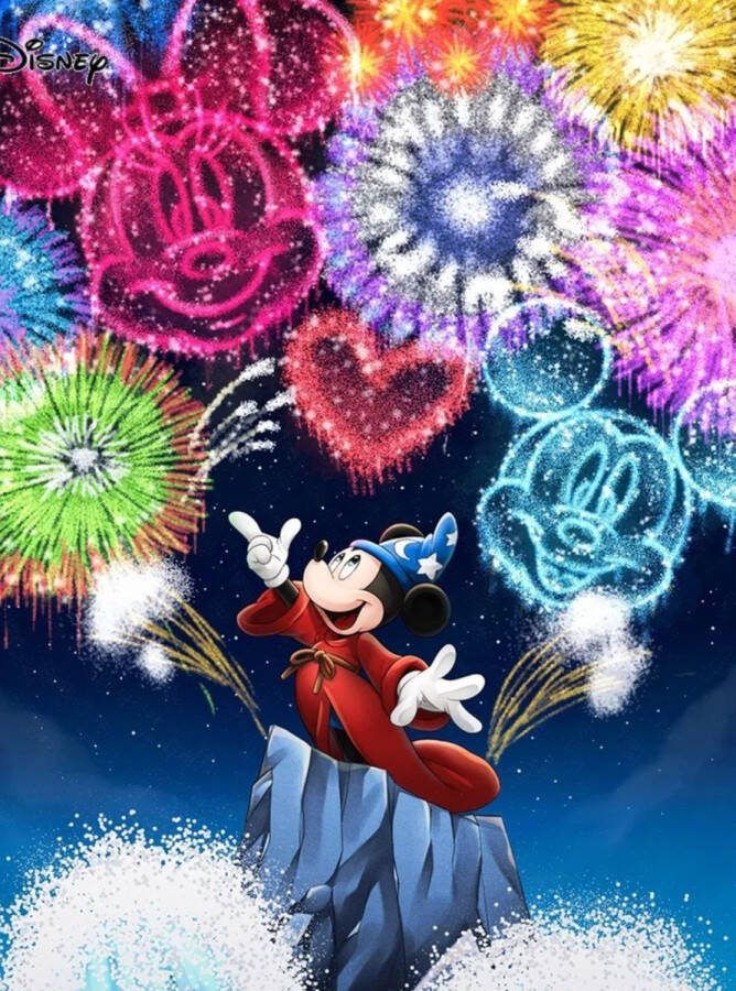 Diamond painting Minnie en Mickey Mouse 50x70 ronde steentjes