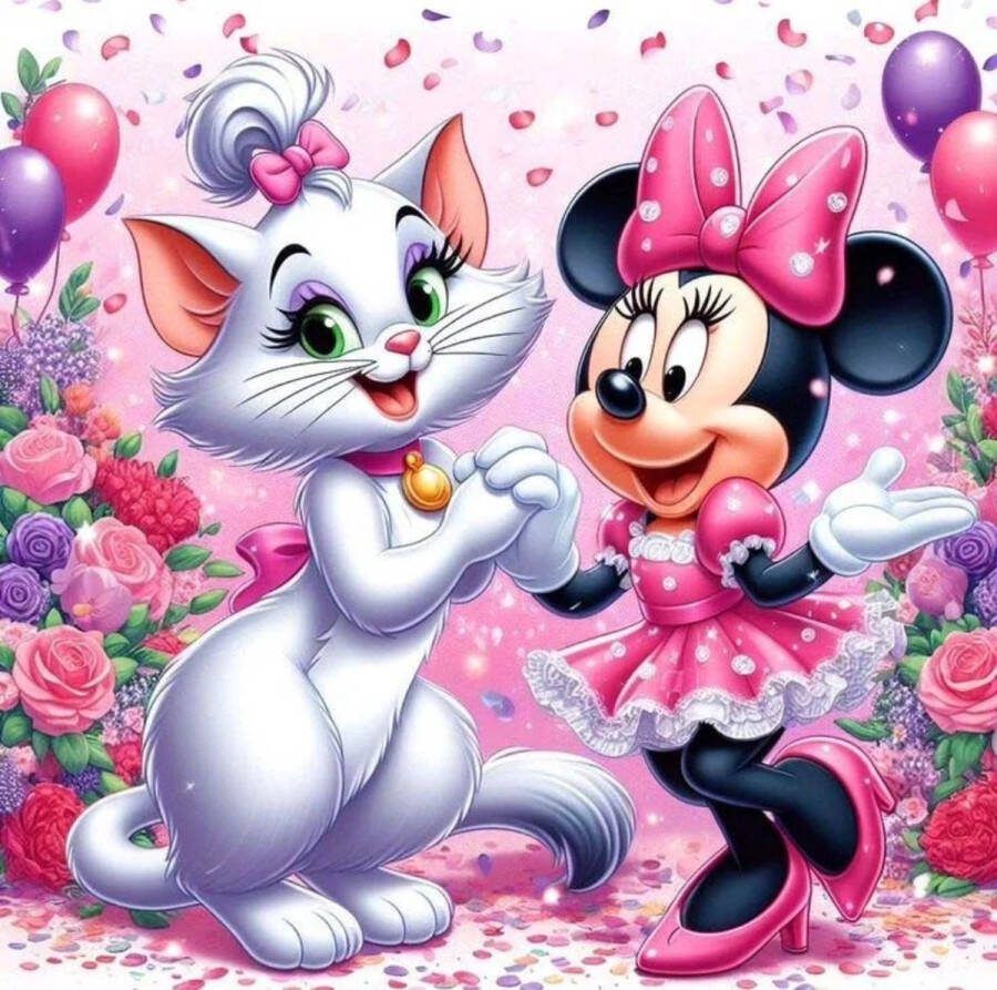 Diamond painting Minnie Mouse 50x50 ronde steentjes