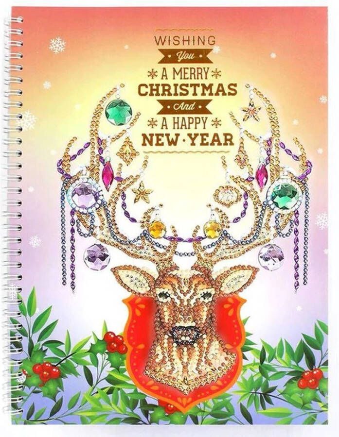 Diamond painting notitieboek A4 kerst Hert