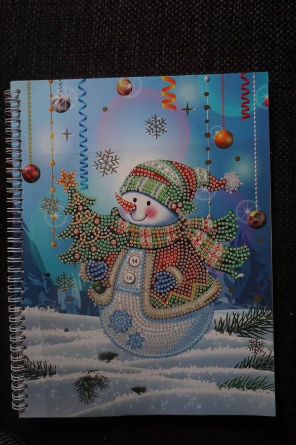 Diamond painting notitieboek A4 Sneeuwpop