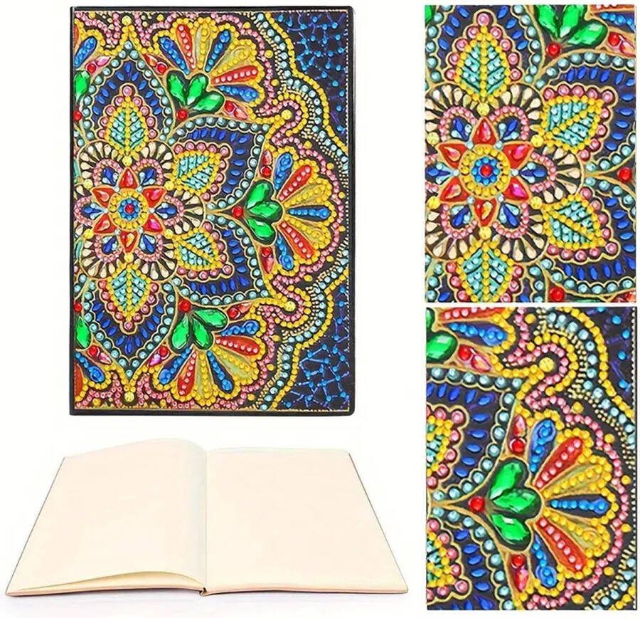 Diamond painting notitieboek bloem mandala ronde steentjes a5 formaat