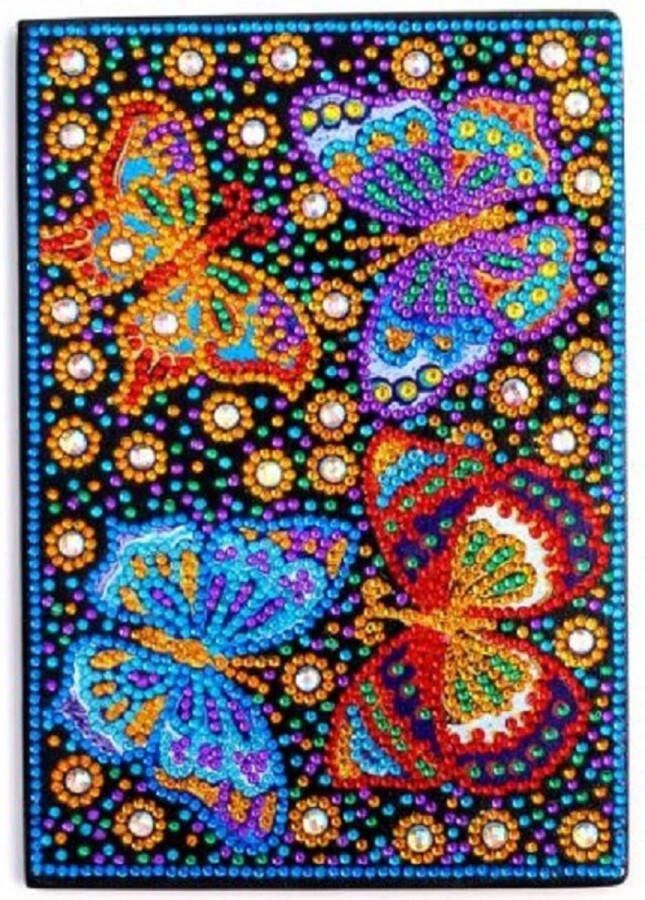 Diamond Painting Notitieboek Formaat A5 Ronde Steentjes Vlinder