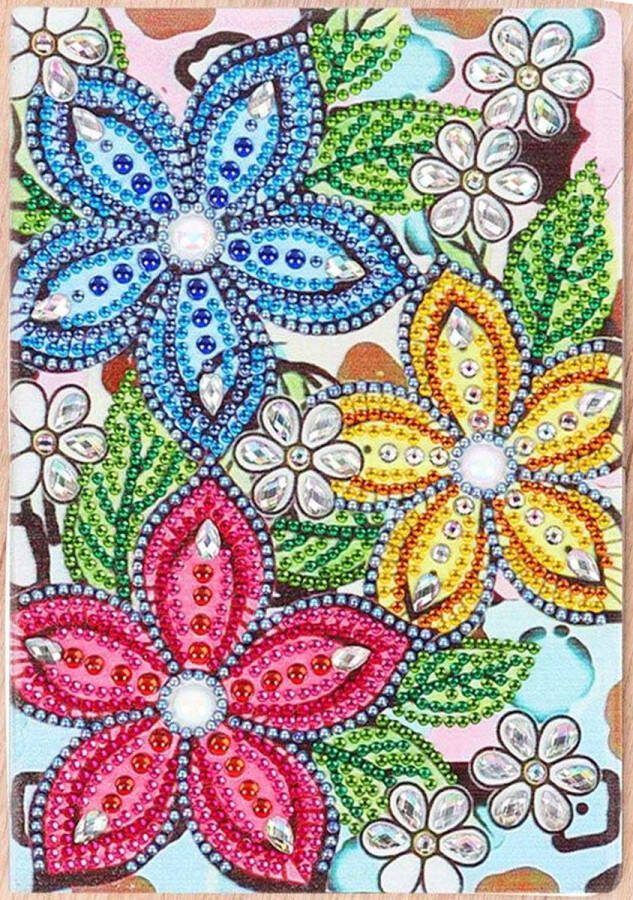 Diamond Painting Notitieboekje │ Diamond Painting Tekenboekje │ Diamond Painting Dagboekje │ Bloemen 02 │ Formaat 14.5 x 21 cm │ Ronde steentjes