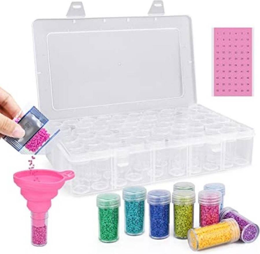 Diamond Painting opbergdoos 60 ronde kunststof blikjes diamantborduurdoos kralen nail art opbergdoos schilderaccessoires doe-het-zelf knutselen sieraden strassteentjes met stickers