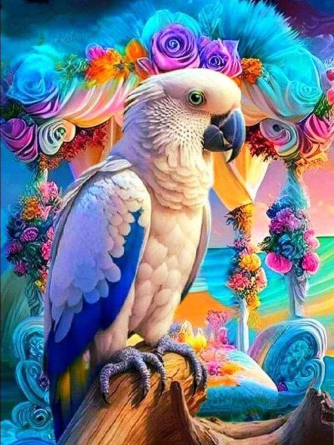 Diamond painting Papegaai 30x40 vierkante steentjes