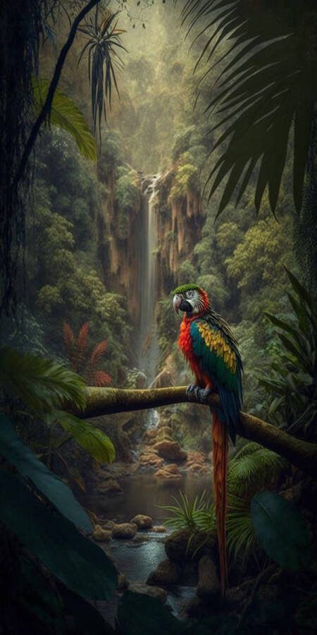 Diamond Painting Papegaai in het Bos 60x30 cm Vierkante steentjes Volledig te beplakken Compleet Hobbypakket CE kwaliteit