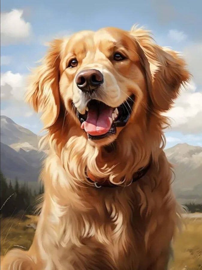 Diamond painting retriever 30x40 vierkante steentjes