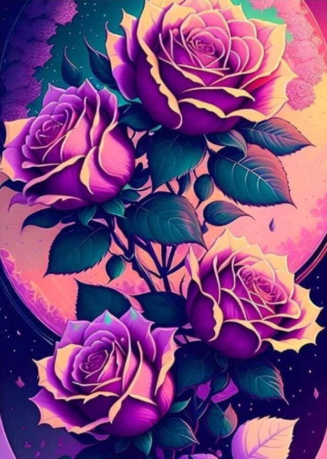 Diamond painting rozen 60x45 ronde steentjes