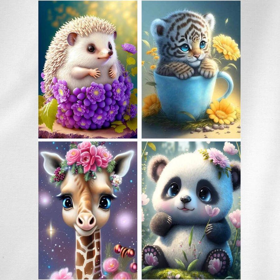 Diamond Painting Set 4 Stuks 30 x 40 cm Doe-het-zelf Diamant Painting Diamond Painting Volwassenen Diamond Painting Kinderen