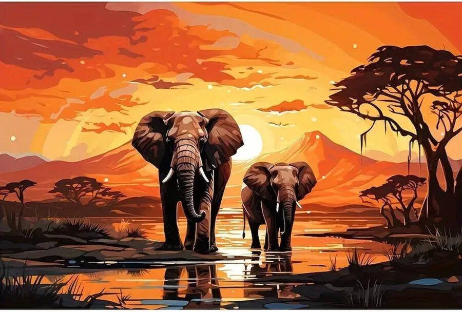 Diamond painting set Olifanten 30x40cm