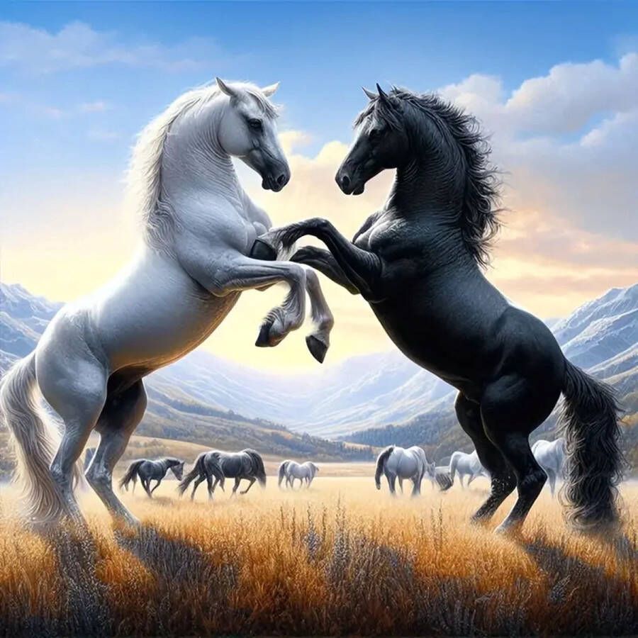 Diamond painting set Paarden Steigerend 20x20cm