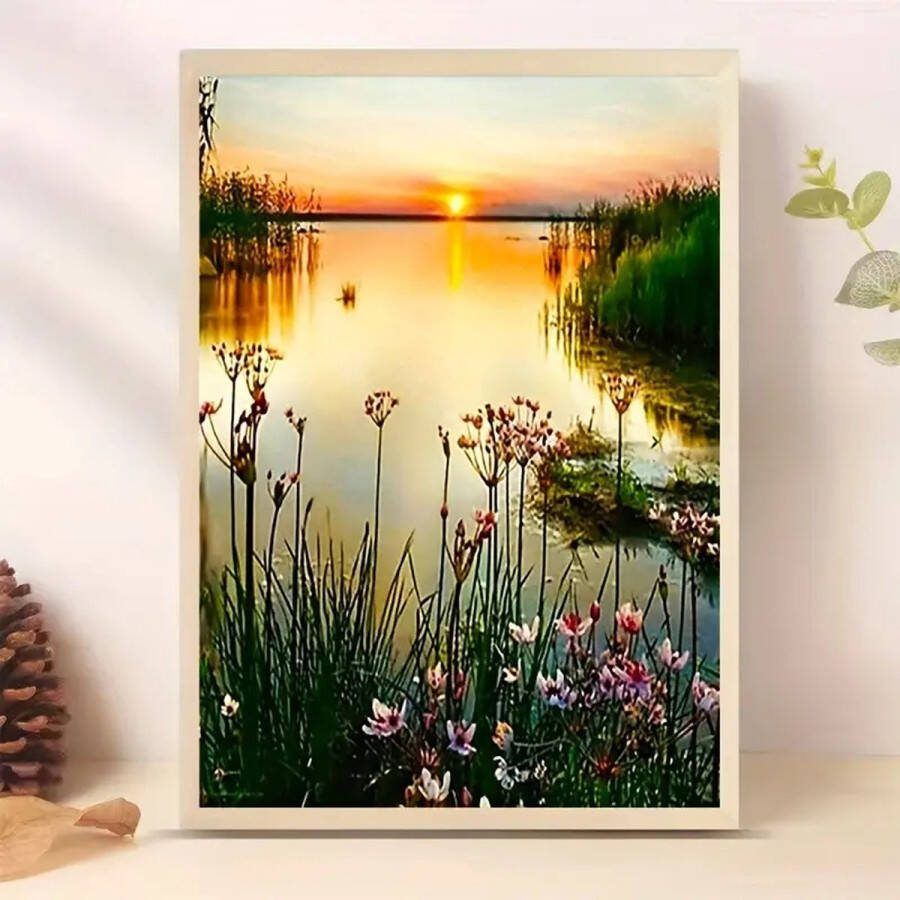 Diamond Painting Set Zonsopkomst Bij Waterlandschap 30x40cm