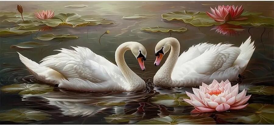 Diamond Painting Set Zwanen 30x60cm