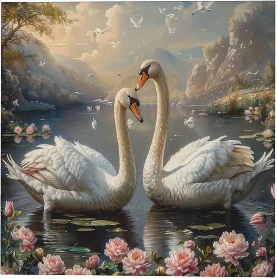 Diamond painting set Zwanen Waterlelies 30x30cm