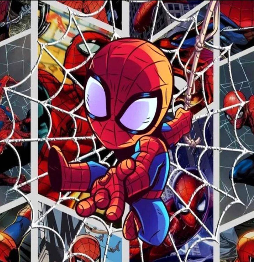 Diamond painting Spiderman 50x50 ronde steentjes