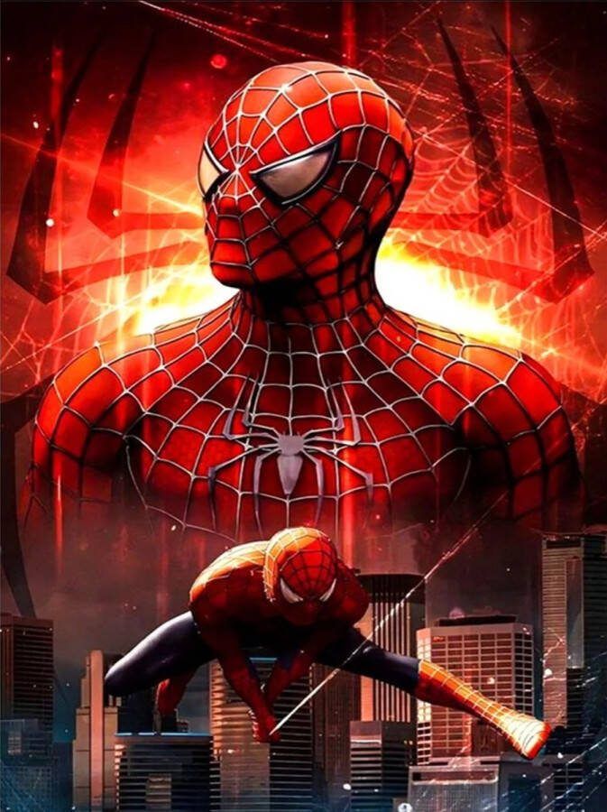 Diamond painting Spiderman 50x70 vierkante steentjes