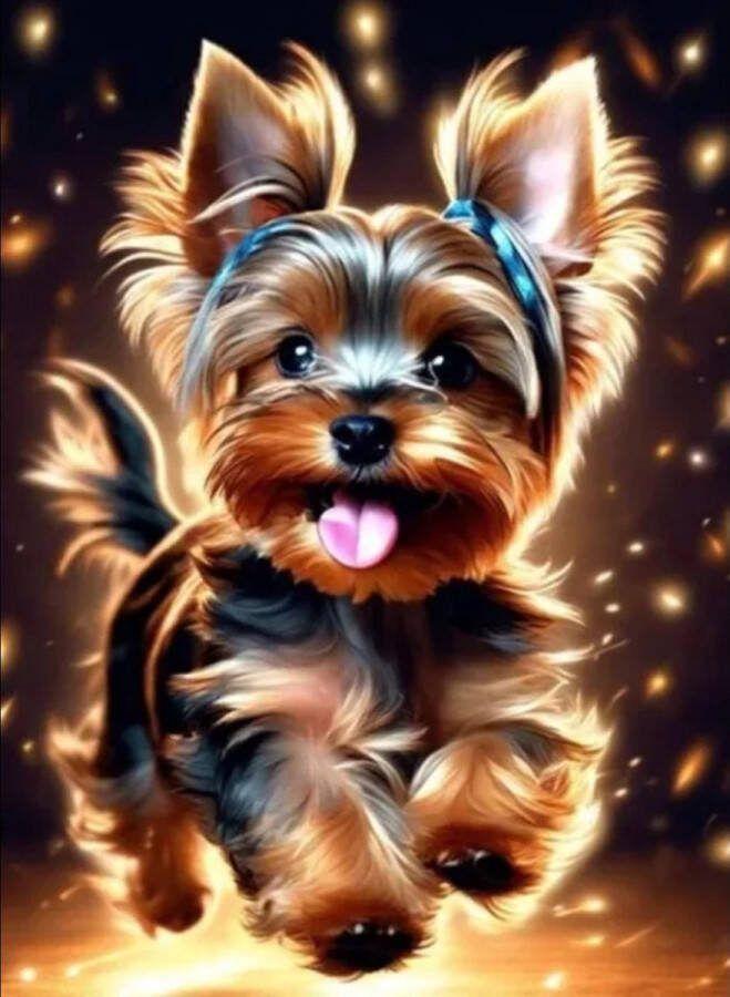 Diamond painting Yorkshire Terrier 30x40 vierkante steentjes