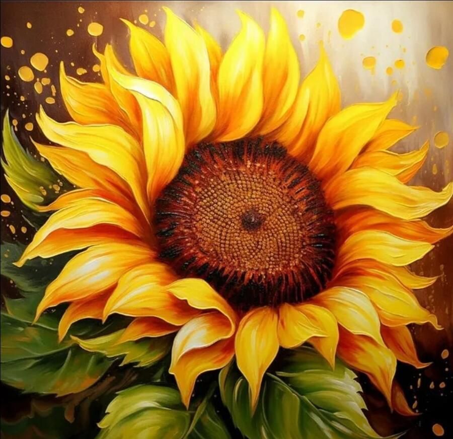 Diamond painting zonnebloem 50x50 vierkante steentjes