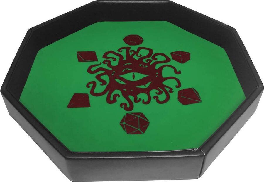 Dice tray extra groot- kubusrek kunstleer-fluweel- bordspellen- rollenspellen-D & D-Warhammer-Cthulhu-groen dice tray