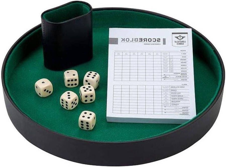 Dice tray Kunstlederen dobbelbakje met dobbelsteenschudder en 6 dobbelstenen dice tray