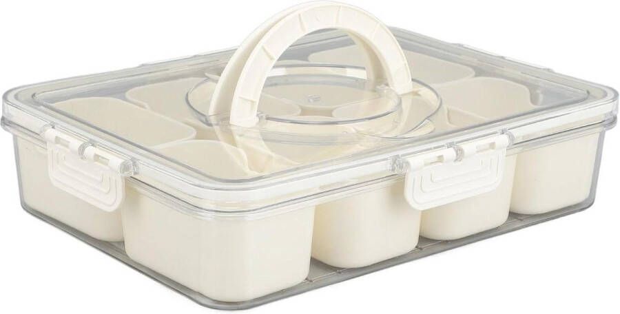 Dienblad Snackle Box 8 Compartimenten voor Charcuterie Snacks Draagbare Plastic Kruidenkruidenschotel met Deksel en Handvat