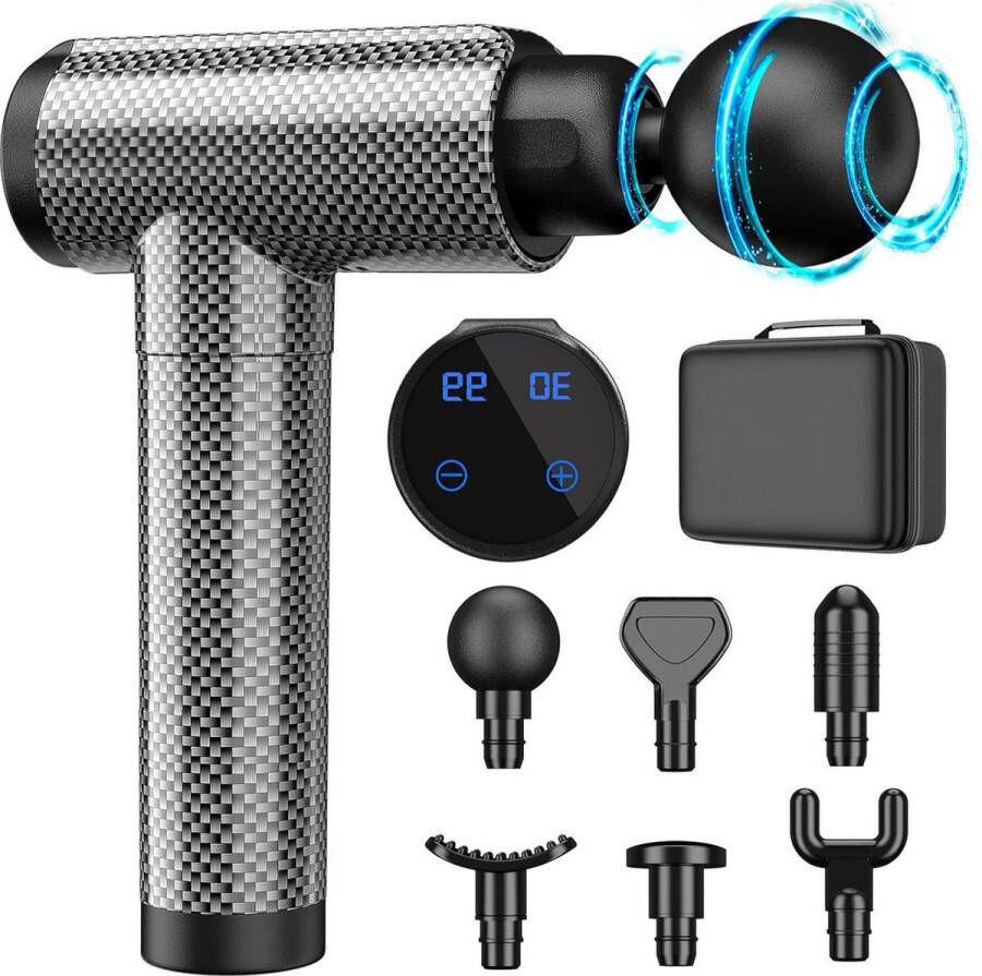 Diep Weefsel Spiermassagepistool voor Atleten Elektrische Stimulator voor Nek Rug Schouder 30 Snelheden Stil Handmassageapparaat LCD-aanraakscherm 10 Koppen Zwart Massage Gun