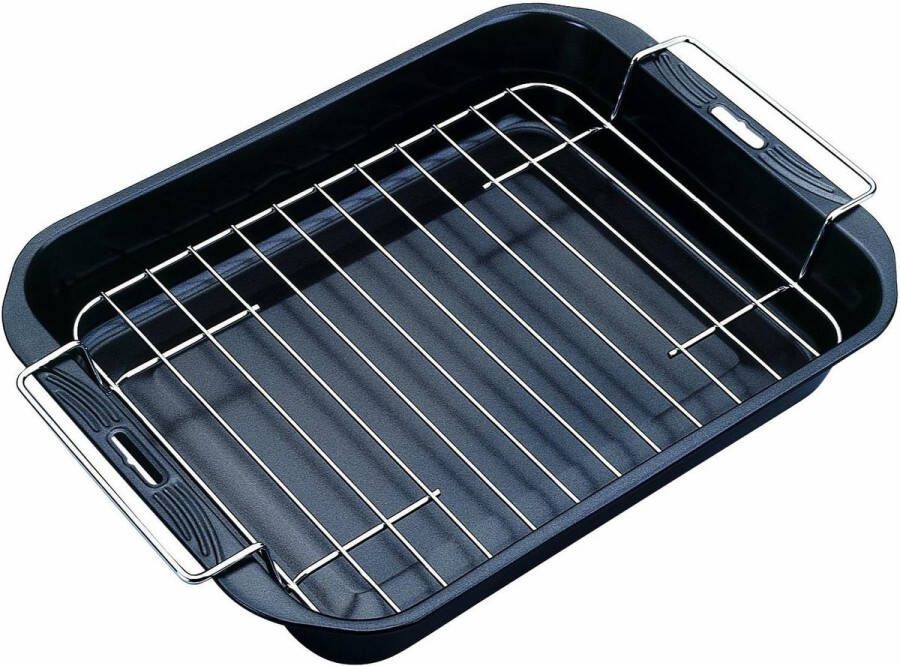 Diepe braadpan met rooster Saffier 38 x 28 cm