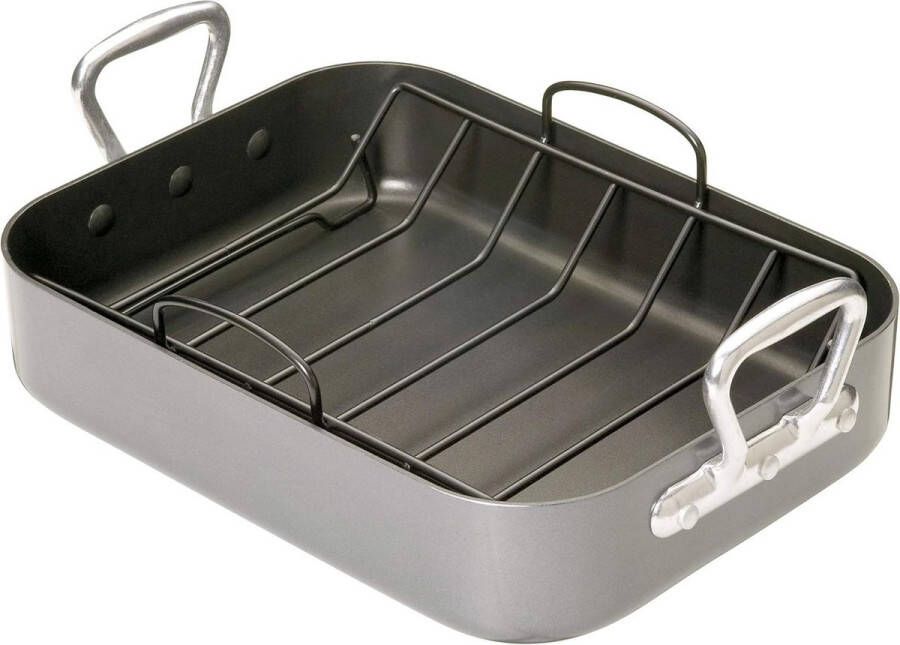 Diepe braadslee met rek Teflon Xtra antiaanbaklaag 40 x 28 cm Grijs