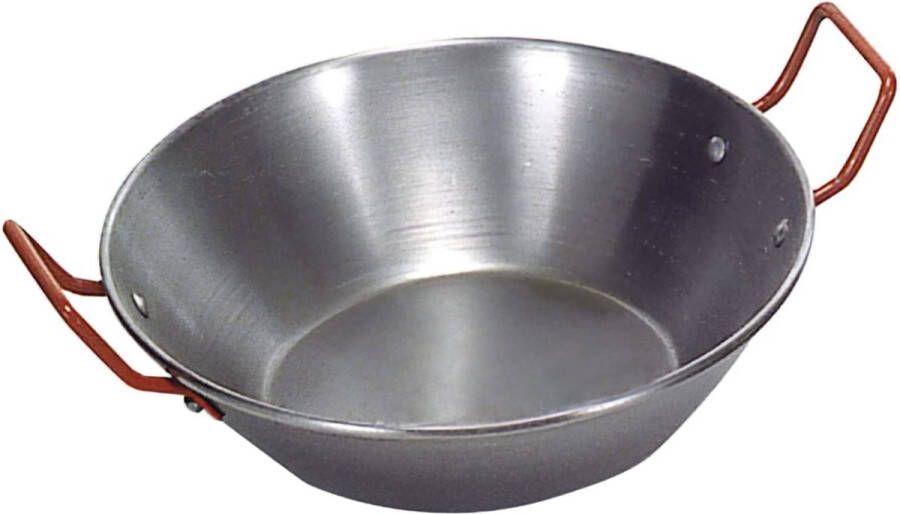 Diepe pan uit Spanje paella kom D = 50cm gepolijst staal 18liter