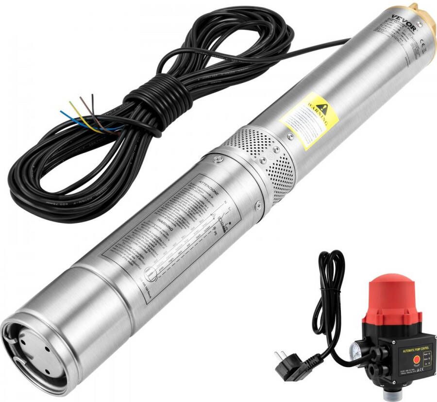 Diepe Put Dompelpomp Pijp Pomp RVS 370W 110L min Stroom 44M Opvoerhoogte