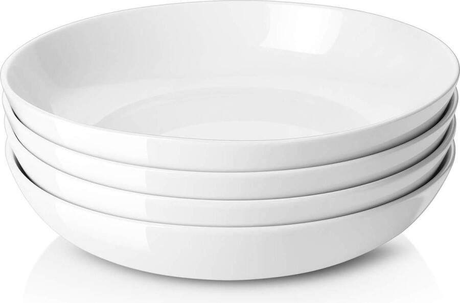Diepe soepborden set van 4 1480 ml grote keramische slakommen wit magnetron en vaatwasmachinebestendig stevig porselein 248 x 51 cm Kommenset