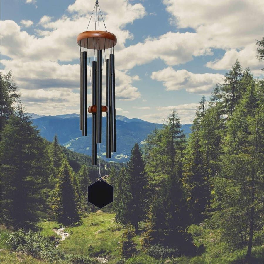 Diepe Toon Metalen Windgong voor Buiten Sympathie Memorial Windchime Grote Zwarte Sonajeros De Viento Patios Korinthische Klokken