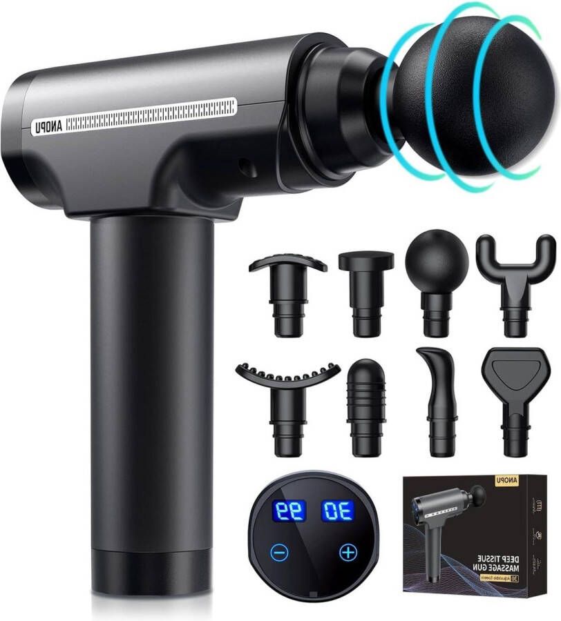 Diepe Weefsel Massage Gun 30 Snelheden 8 Massagekoppen LCD-aanraakscherm Professioneel Massage Gun