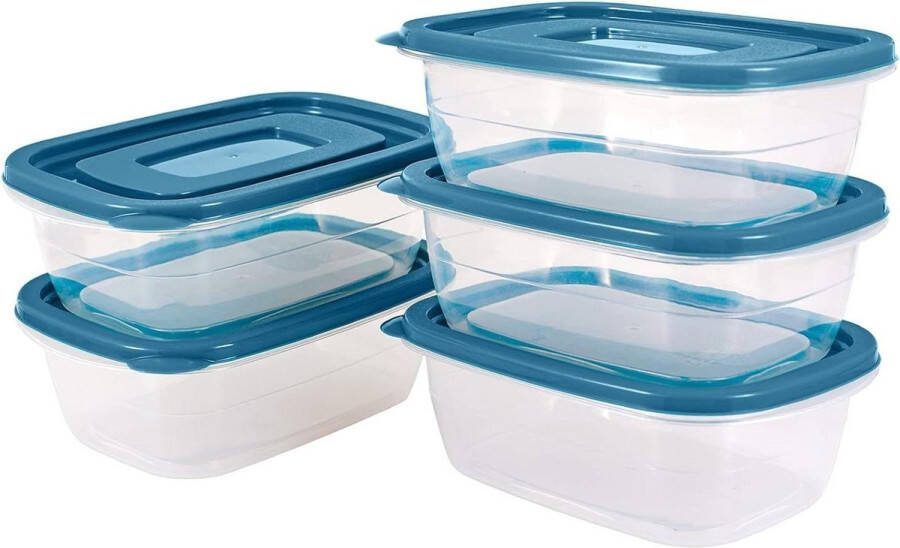 Diepvriesdozen Rechthoek plastic portie box sets met deksels Voedsel opbergdoos Voedselcontainer set Voedselopslag Voedselcontainers Graancontainers Gebruik voor school werk en reizen 053 liter per doos Set van 5 diepvriesdozen