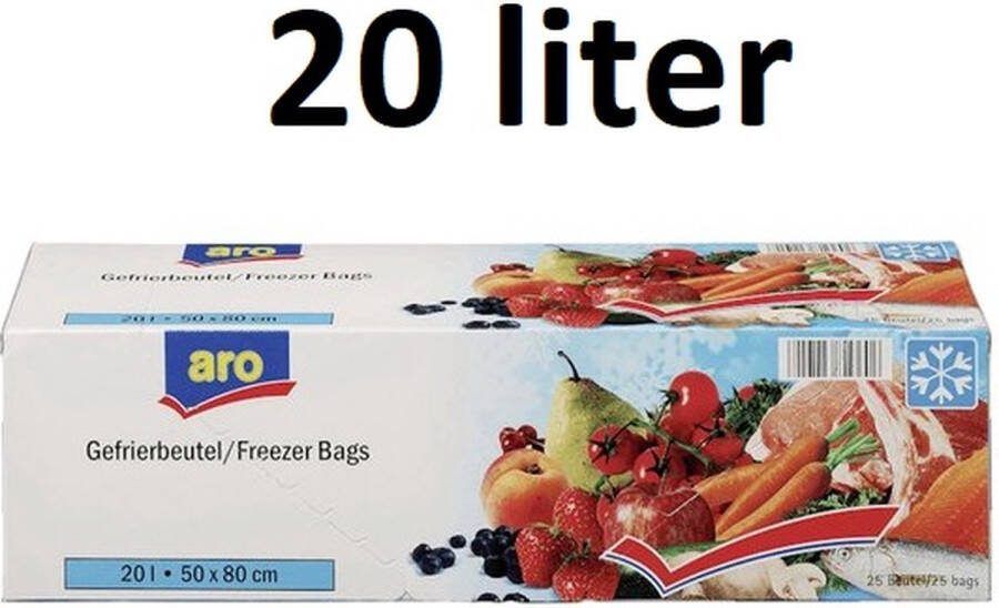 Diepvrieszakjes 20 liter 25 diepvrieszakken transparant 50x80 cm- Vershoudzakjes voor in de vriezer Lekvrij Boterhamzakjes
