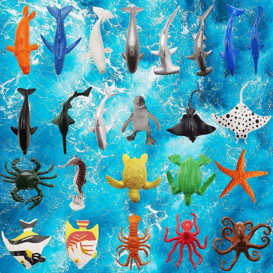 Dieren 24 stuks zeedierfiguren zeedieren speelgoed kunststof dieren figuren realistische zeedieren bij het baden als educatief speelgoed voor opvoeding verjaardagscadeaus