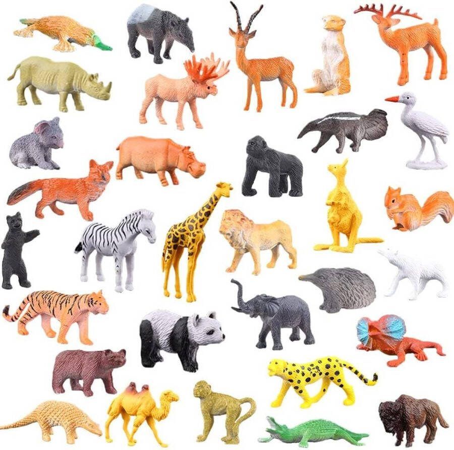 Dieren 54 stuks mini-speelgoedset van jungle-dieren dierfiguren leerstoffen feestaccessoires speelgoed voor jongens en kinderen dierenwereld levensechte wilde dieren speelset van dieren in het bos en